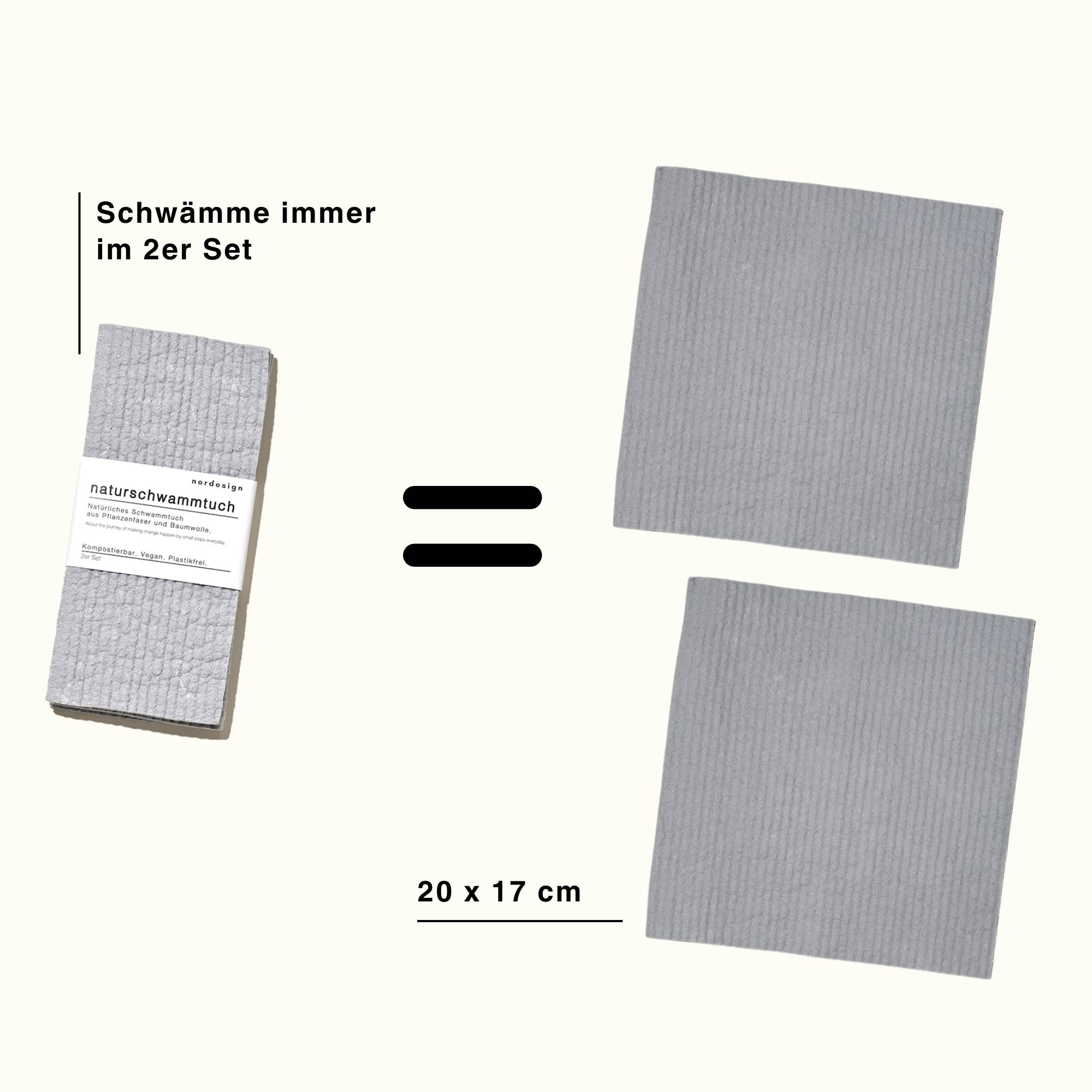 nordesign - Wholesale Cleaning Sponge - Natural sponge cloth (set of 2) - grey4