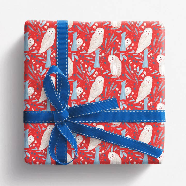 Tornuggla presentpapper - Röd för wholesale av Ilana Ewing Designs