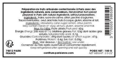 Confiture Parisienne – Großhandel Marmelade/Gelee – Erdbeermarmelade - 100g2