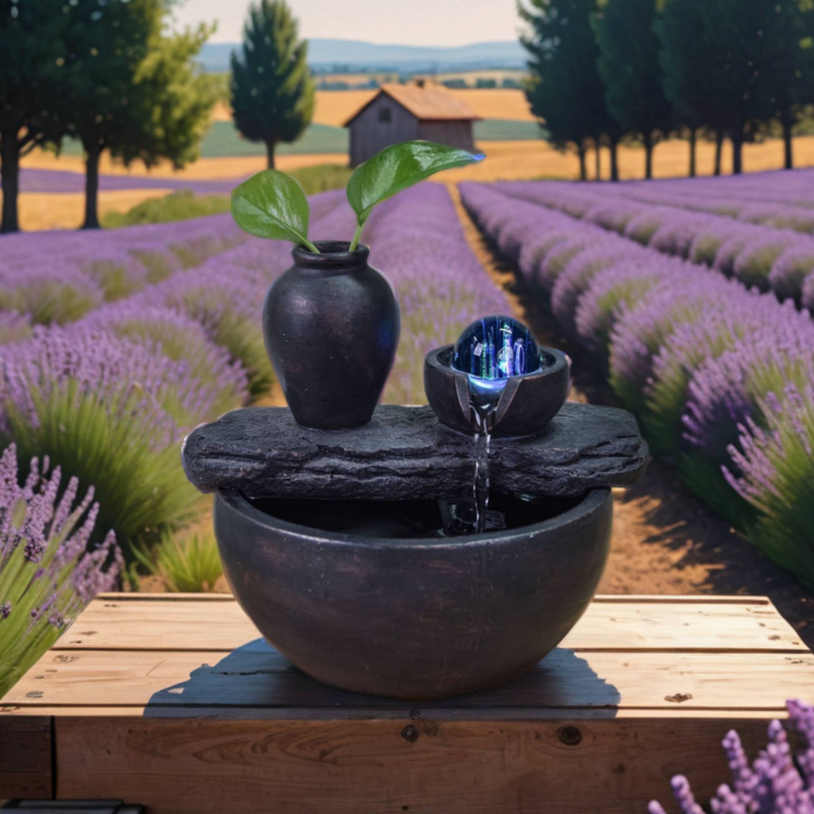 Zen'Arôme - Vente Décorations de table - Idée Déco Fontaine d’Intérieur Silice - Ambiance Relaxante10