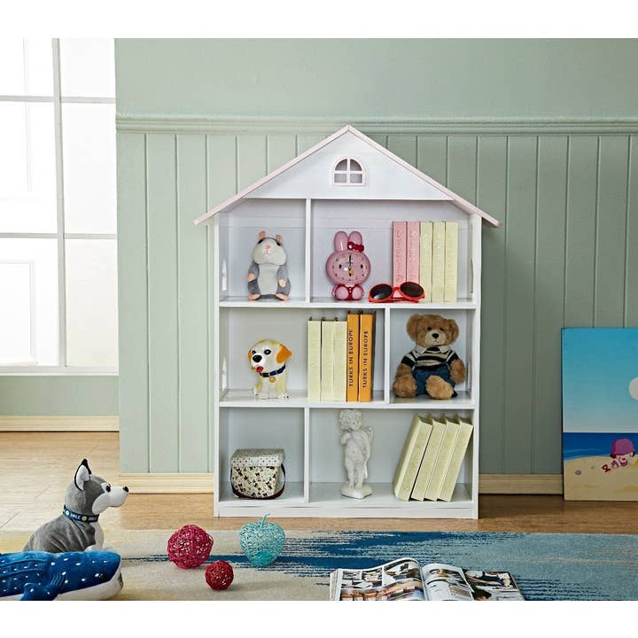 Greenwestons – wholesale Bookcase – Kids Dollhouse Bookshelf - Pink Doll House
