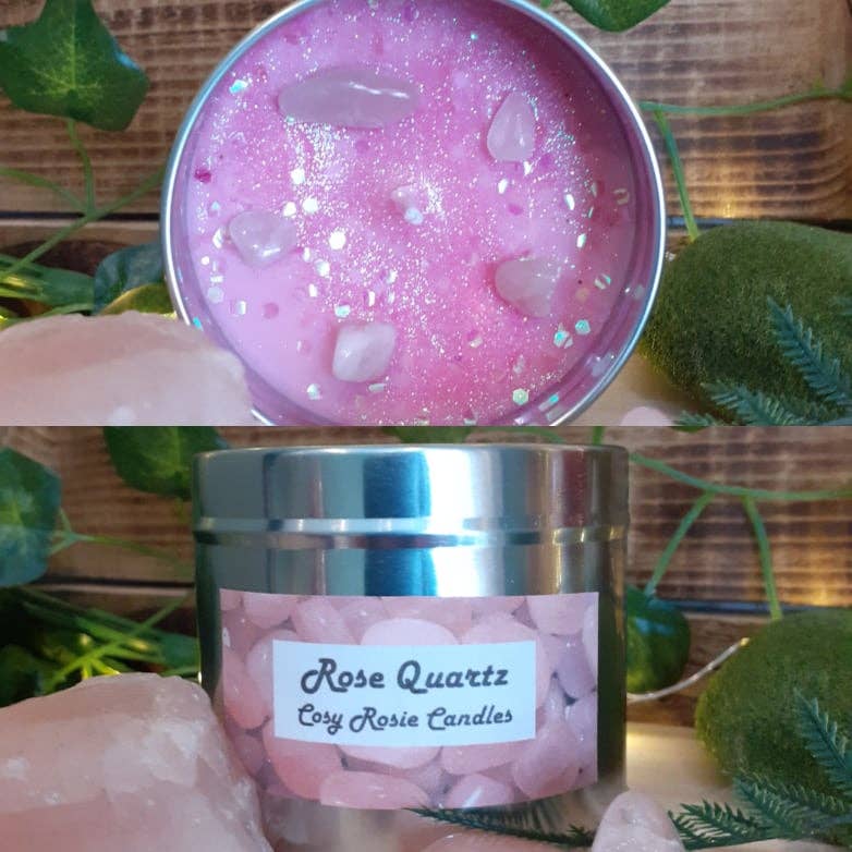 Cosy Rosie Candles - Wholesale Travel Candles - Handmade Rose Quartz Crystal Candle Scented1