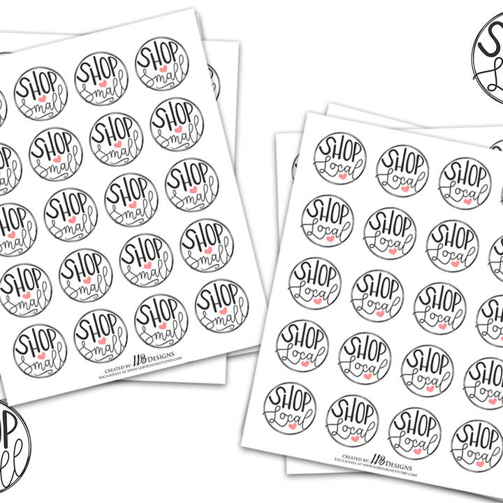 Handla litet eller handla lokalt | Förpackningsklistermärken | Företagsmärkning | Klistermärken för små butiker | Klistermärke #: S0112 | Redo att skickas för wholesale av LLB Designs Studio