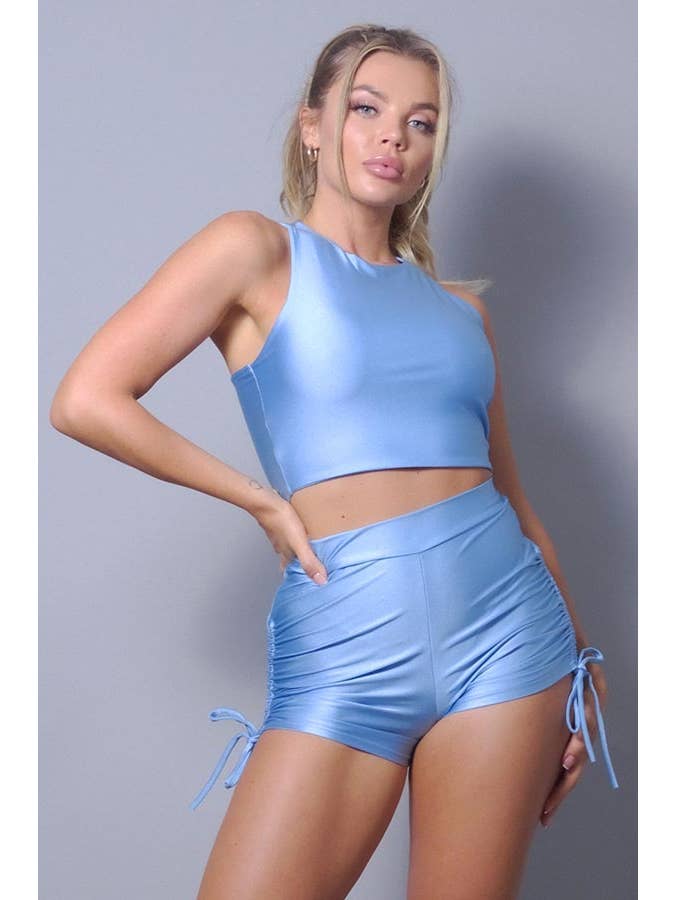 CEFIAN FASHION - Wholesale Athletic Shorts - Women's - SEXY HIGH WAISTED SIDE RUCHING TIE SHORTS1