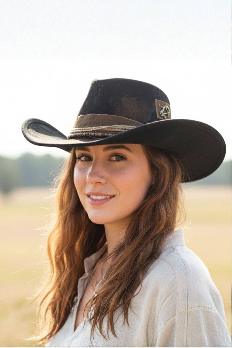 Wholesale Accessory Market - Wholesale Cowboy Hat - Women's - Rider's Shadow Black Vintage Felt Cowgirl Hat