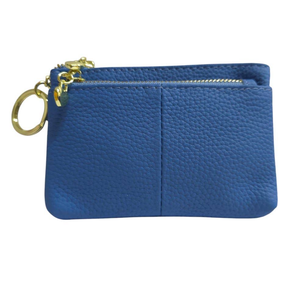 Strathurie – wholesale Coin purse – Women’s – Leather Purse with Heart Shaped Zips in Aqua Blue0