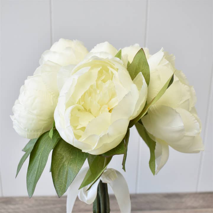 David Christopher's Collection - Wholesale Artificial Flowers - 14” Garden Peony Bouquet - Cream/Yellow