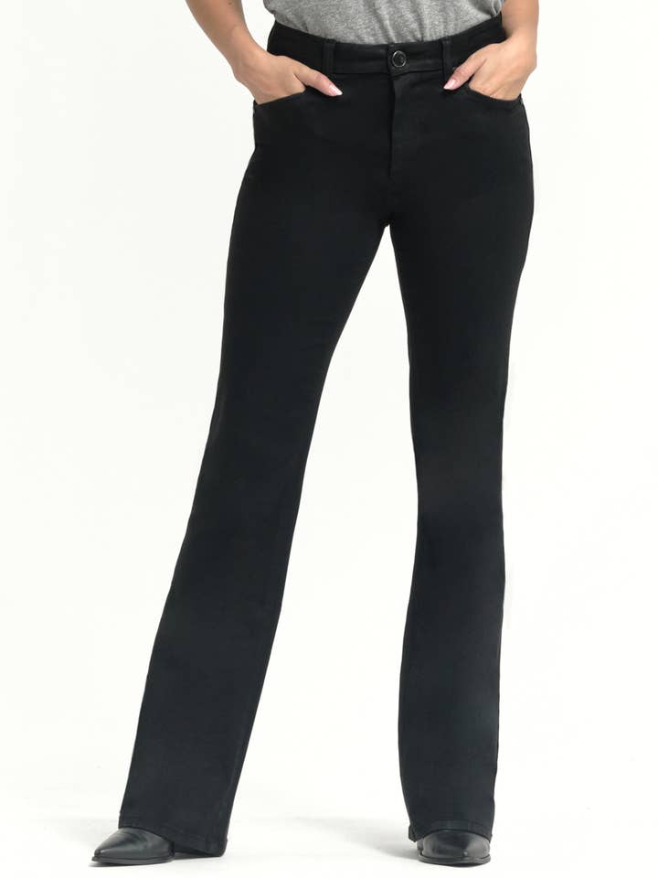 33" BETTER BUTTER HOLLY SLIM BOOT IN BLACK for wholesale by 1822 Denim