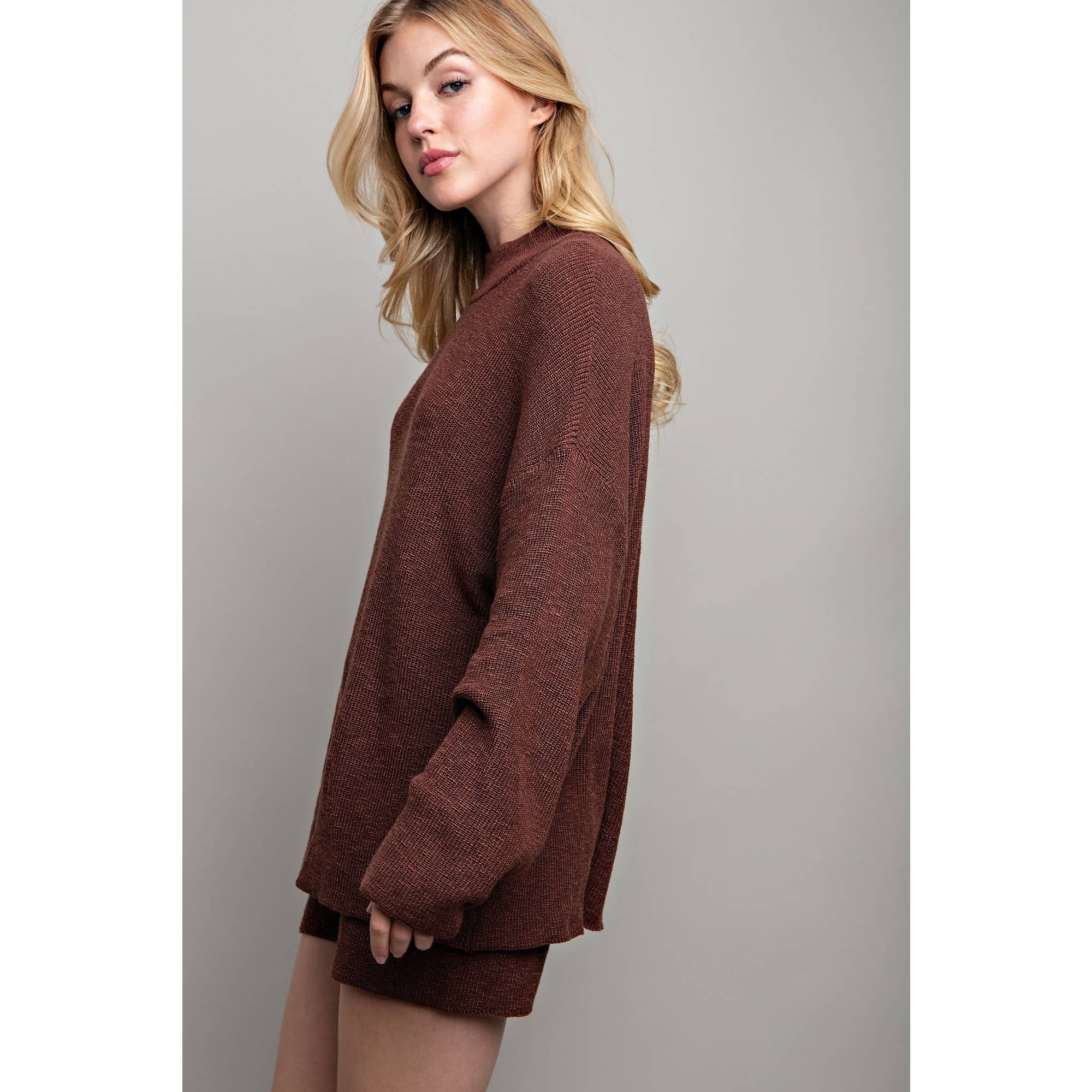 Sweet Generis - Wholesale Lounge Set - Women's - SWEATER OVERSIZE TOP WITH CASUAL BIKER SHORT SET26