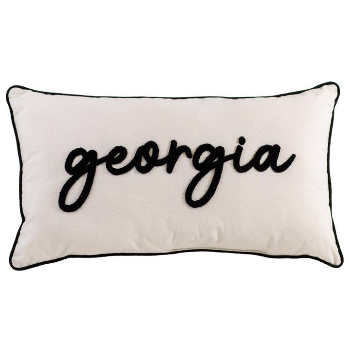 The Royal Standard - Wholesale Throw/Decorative Pillow - Georgia Embroidered Pillow   Soft White/Black   12.5x22.50