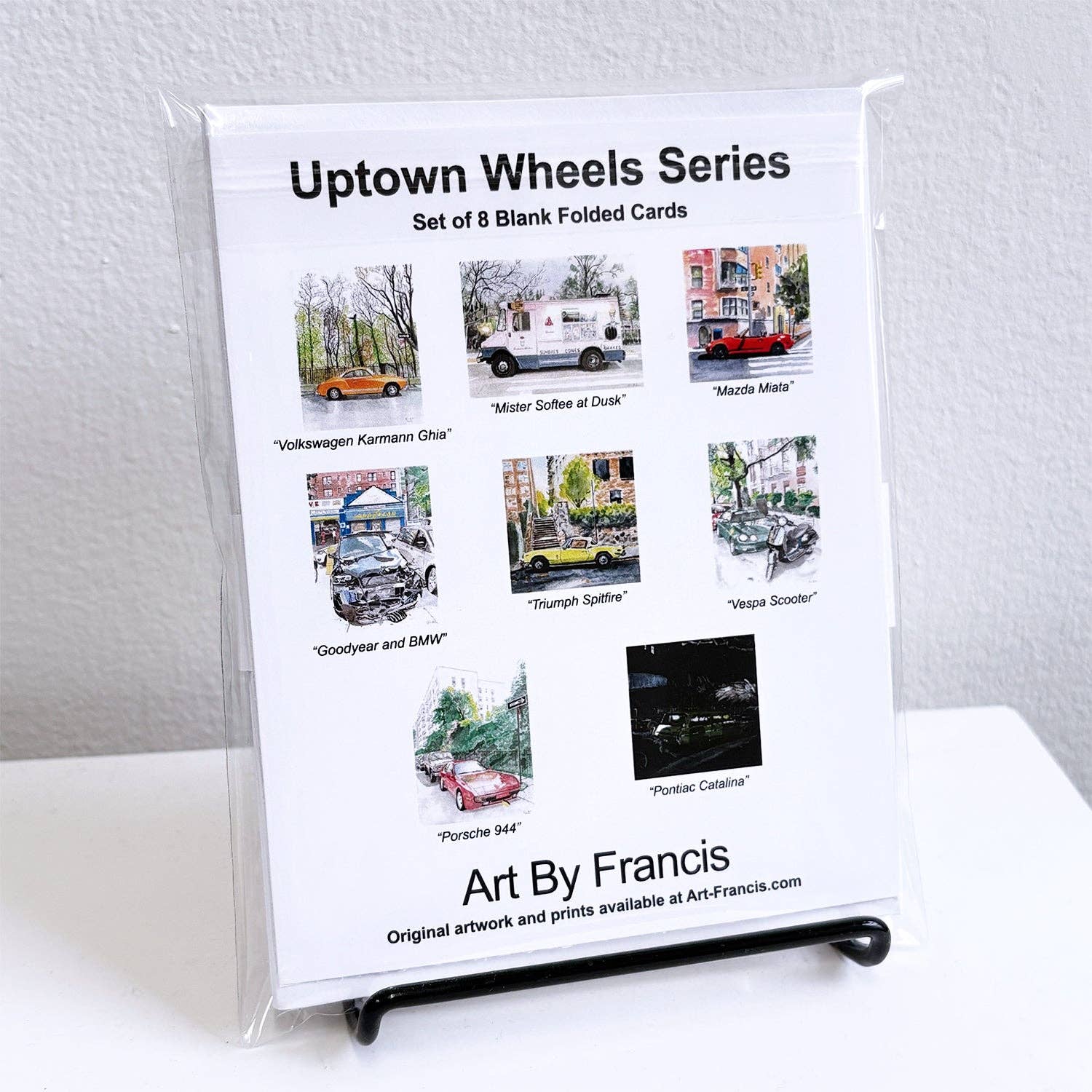 Art By Francis - Wholesale Everyday Greeting Card - Notecards Assorted - Uptown Wheels (8-pack)2