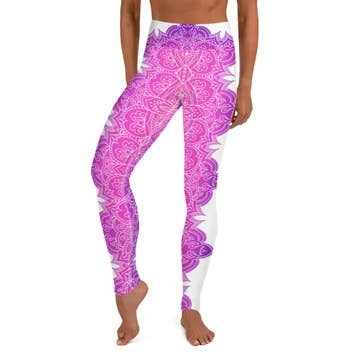 Chakra hög midja Womens Yoga Legging - rosa lila lutning för wholesale av SuniaYoga