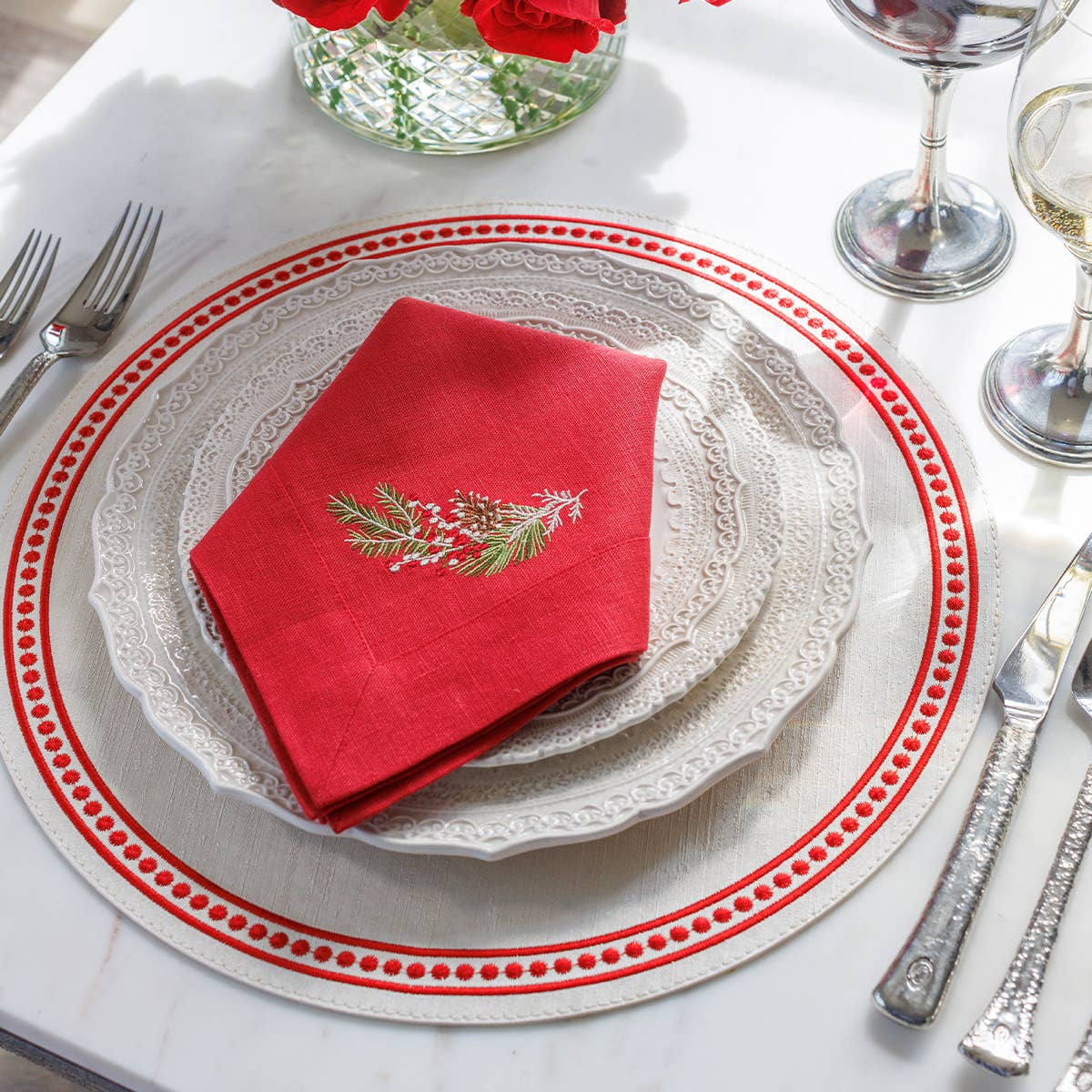 Arte Italica & Crown Linen Designs - Wholesale Placemat - Palermo Perla placemat - Uitverkoop10