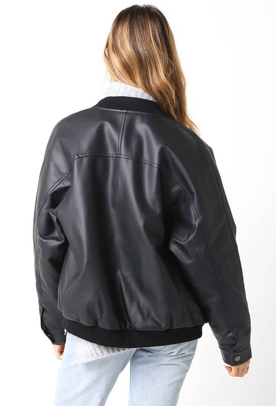 Black Harlow Bomber Jacket for wholesale on Faire4
