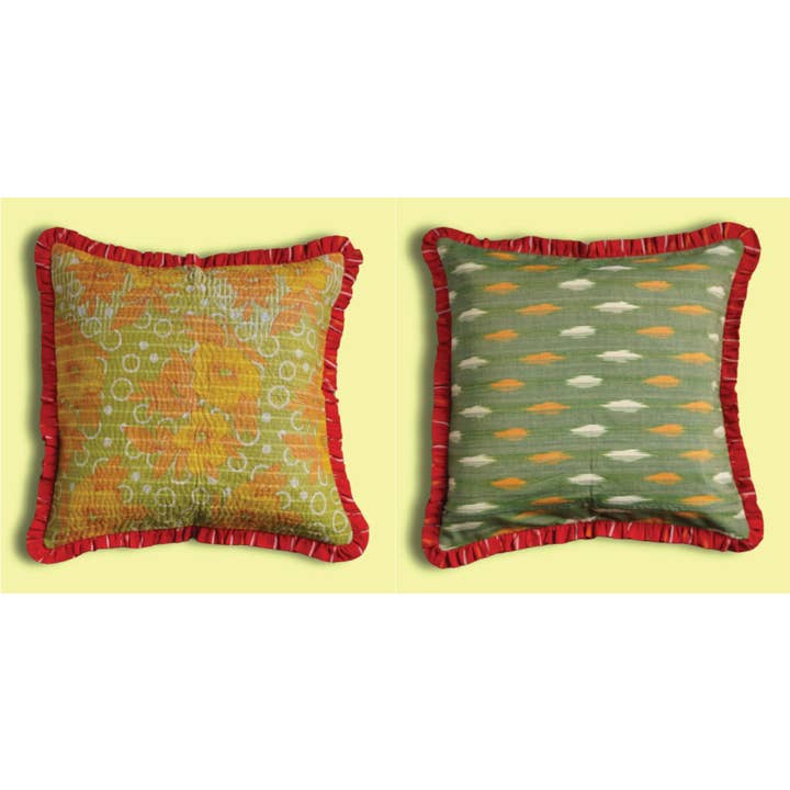 Annahmol - Wholesale Throw Pillow Cover - One of a Kind Vintage Kantha & Ikat Pillow 24