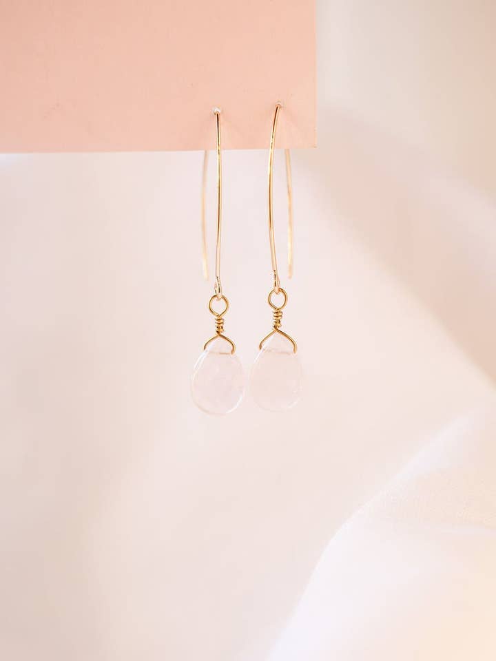 Brincos Facetado Quartzo Rosa por atacado de Asher Grey