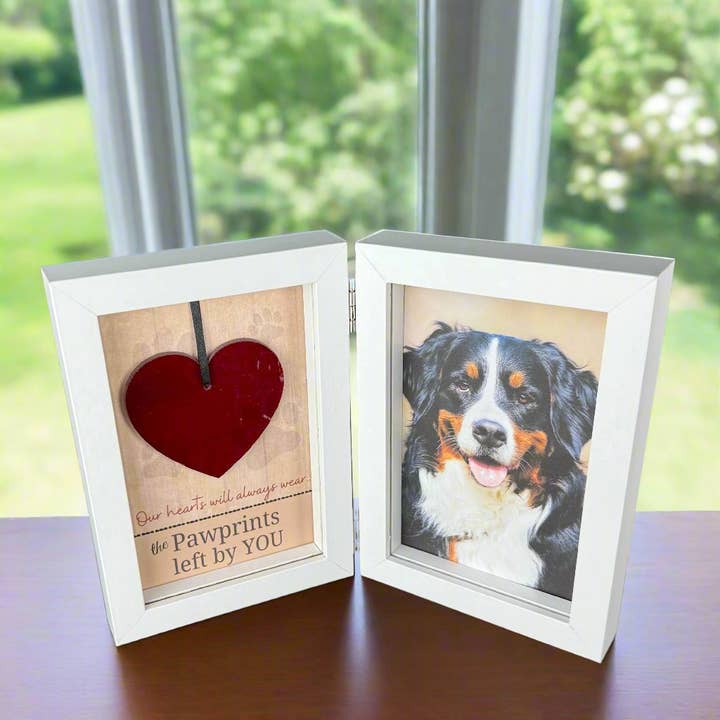The Grandparent Gift Co. Inc. - Wholesale Picture frame - Pawprints Left By You Memorial Frame w/ Glass Heart 81083