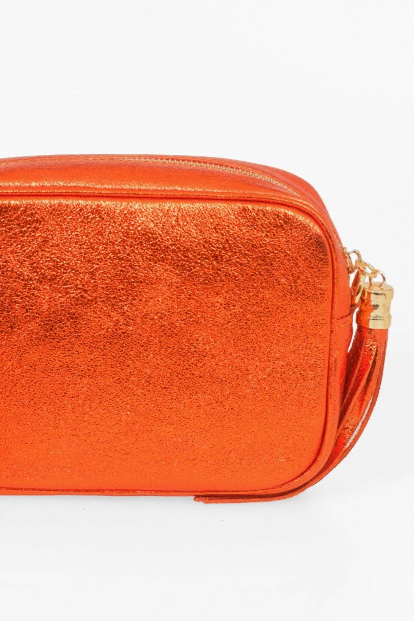 Sarta Pelle – Engroshandel Crossbodytaske - Dame – Beau - Italiensk Læder Crossbody Taske - Orange, Metallisk1