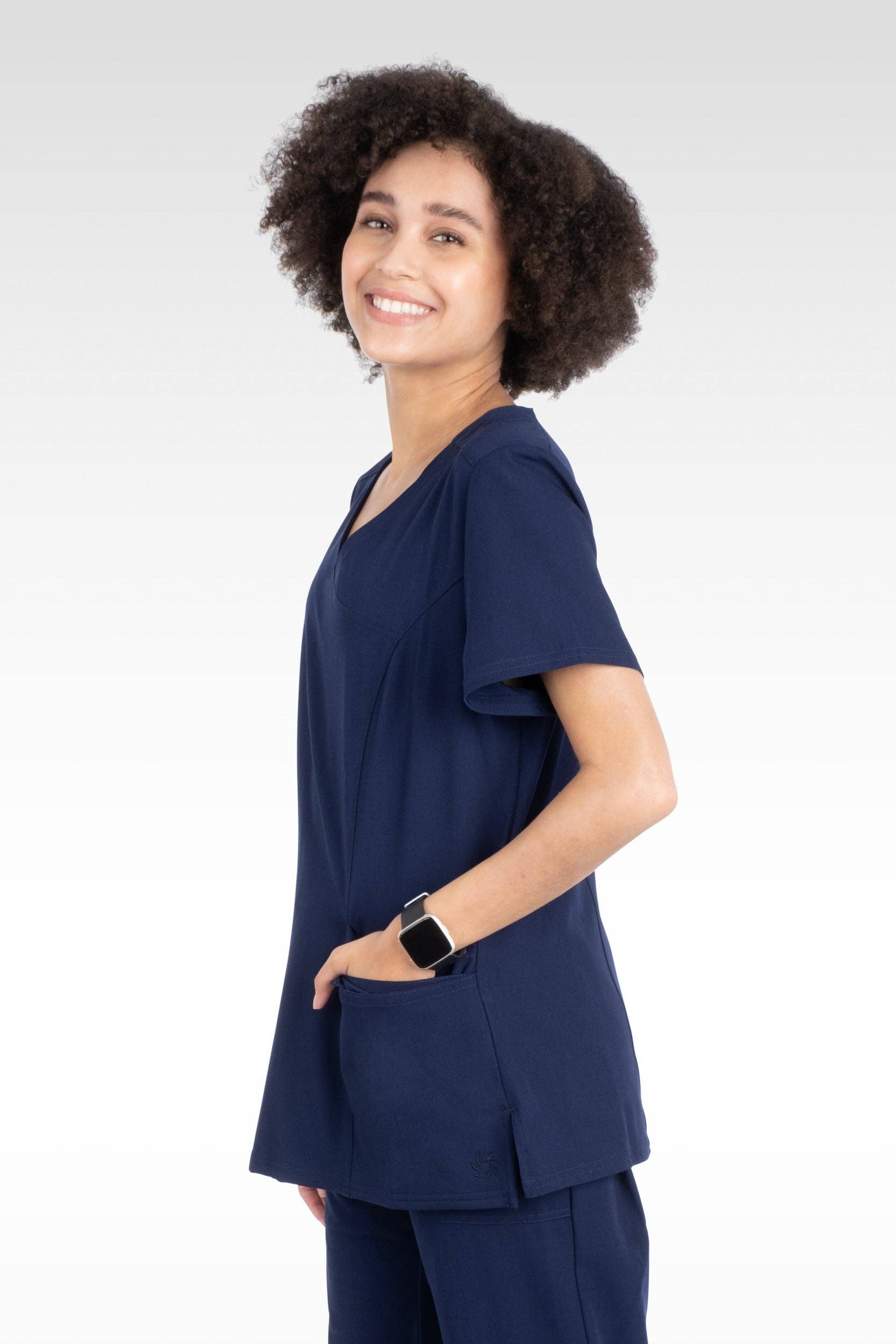 Aura Naturale – wholesale Healthcare uniform – Women's – Coral Women Mock Wrap with 6 Pockets Scrubs Top (94003)22