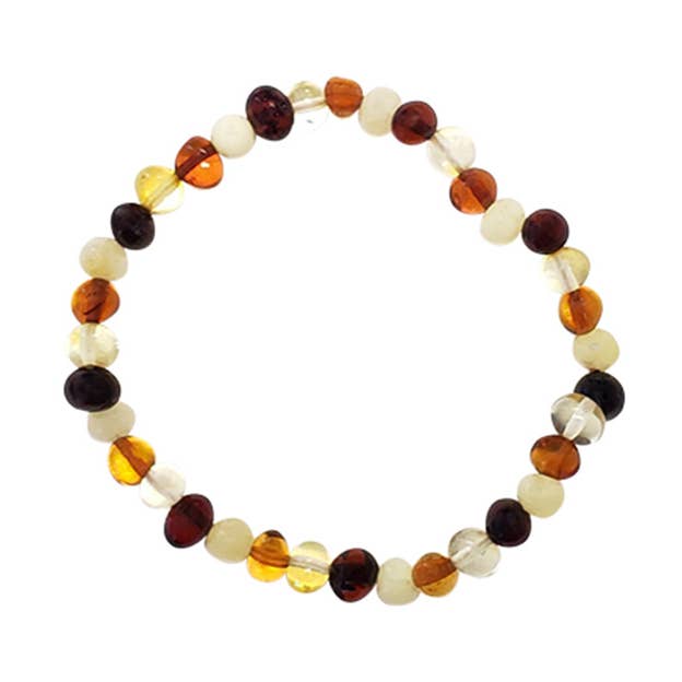 Amberman - Vente Bracelet de perles - Bracelet extensible en ambre multicolore0