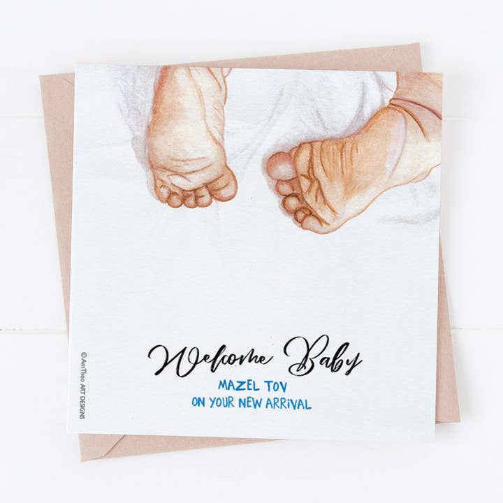 New baby greeting card, Welcome little one for wholesale by AmTheo Art Designs