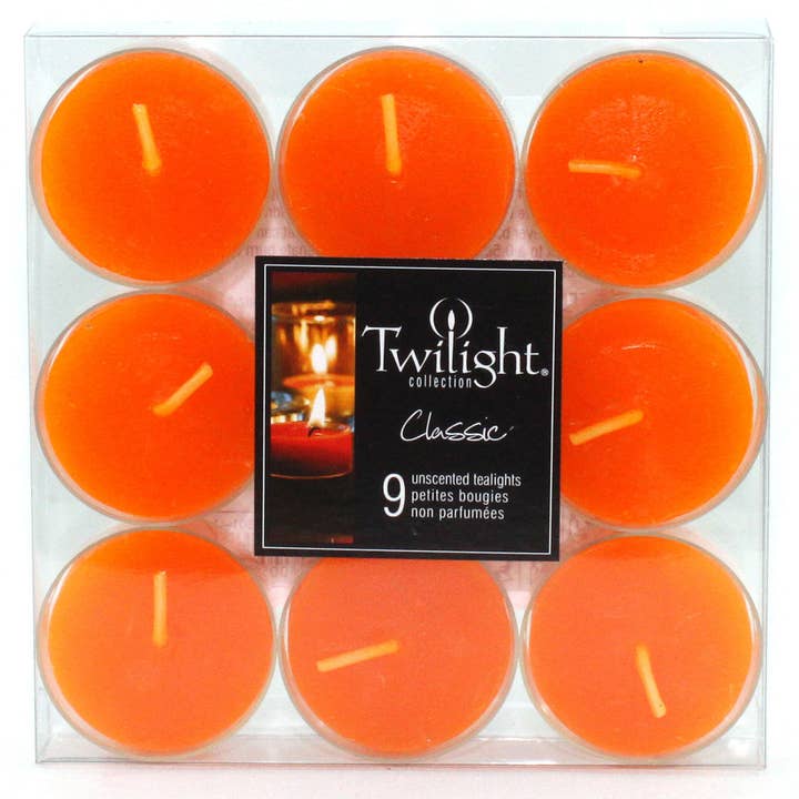 Twilight Collection - Wholesale Tea Light Candles - Orange Clear Cup Tealights | 9 Pack0