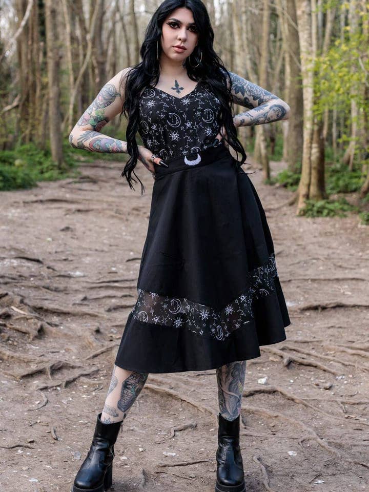 Timeless London - Wholesale Skirt - Women's - Alternative Coven United Crescent Batwing Midi Midi Skirt