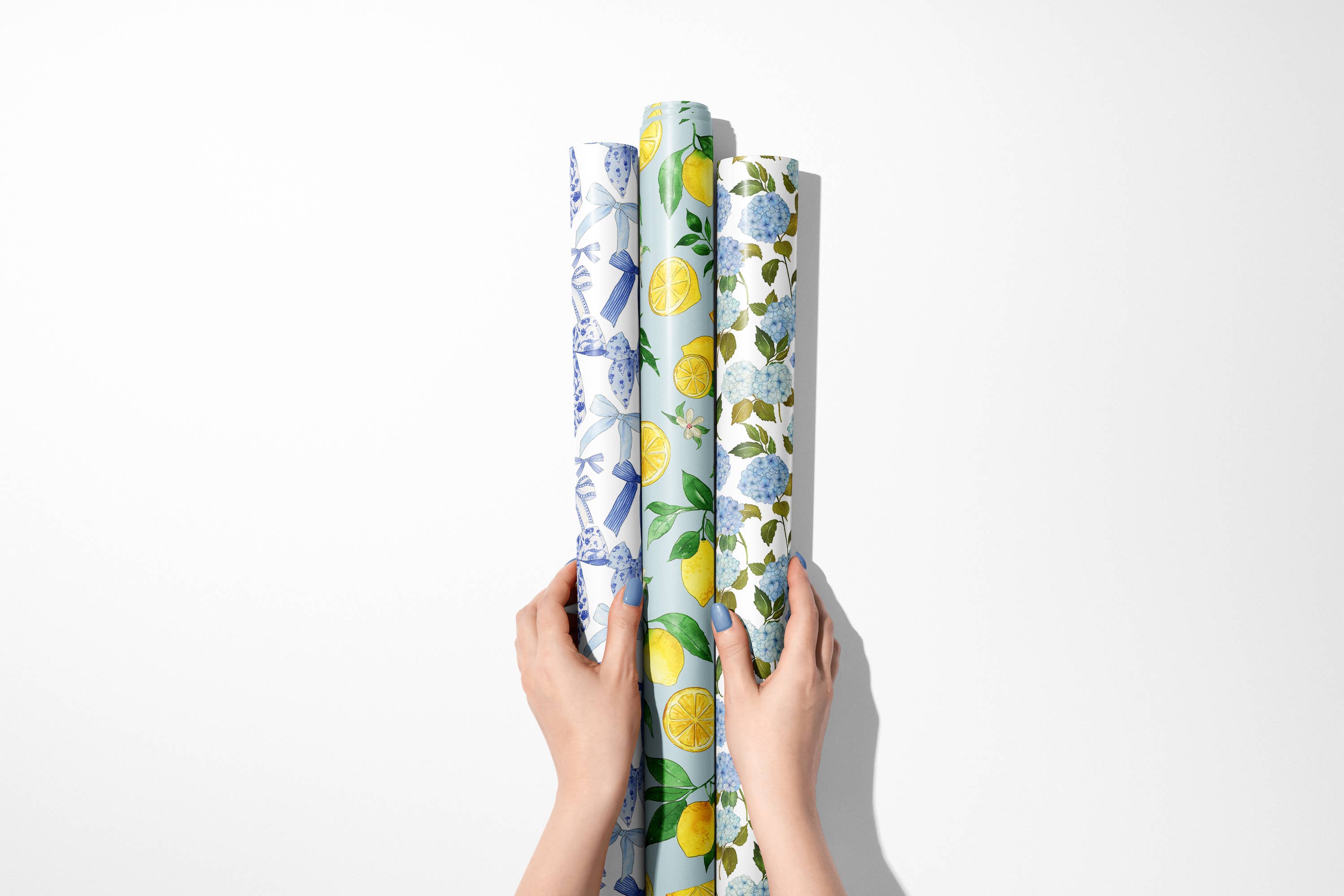 KelseyMDesigns - Wholesale Wrapping Paper Roll - Blue Bow, Chinoiserie Bow Wrapping Paper - 3 Sheet Roll2