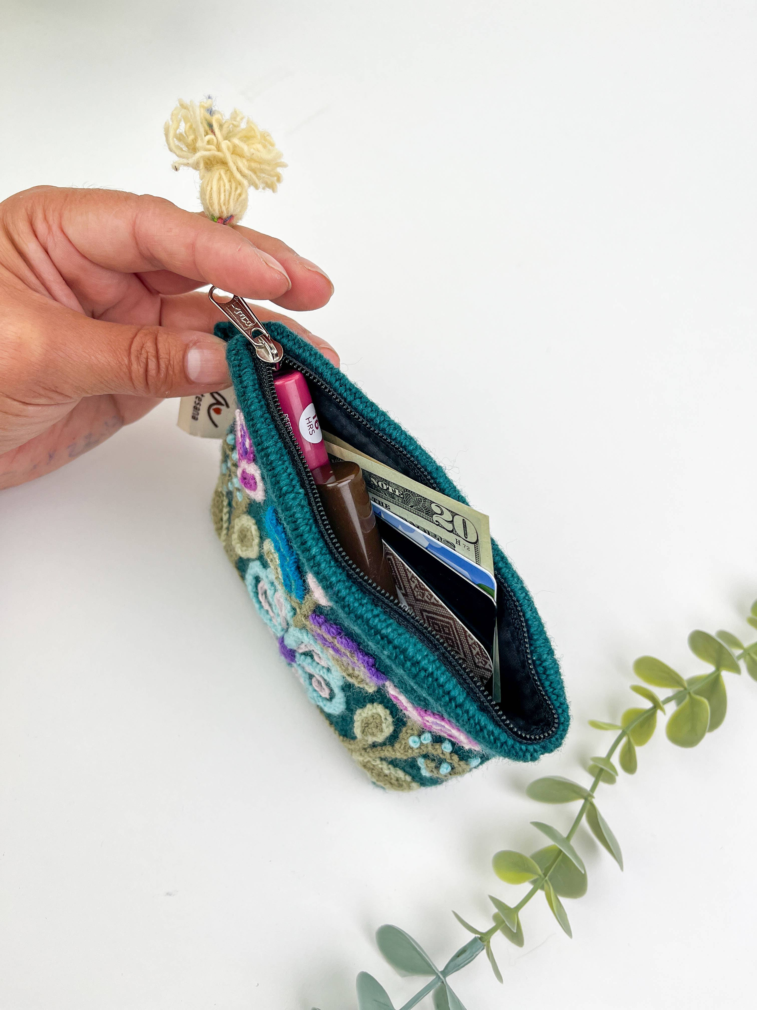 Artesana Love - Wholesale Pouch - Women's - Plum Blossom Hand Embroidered Pouch1