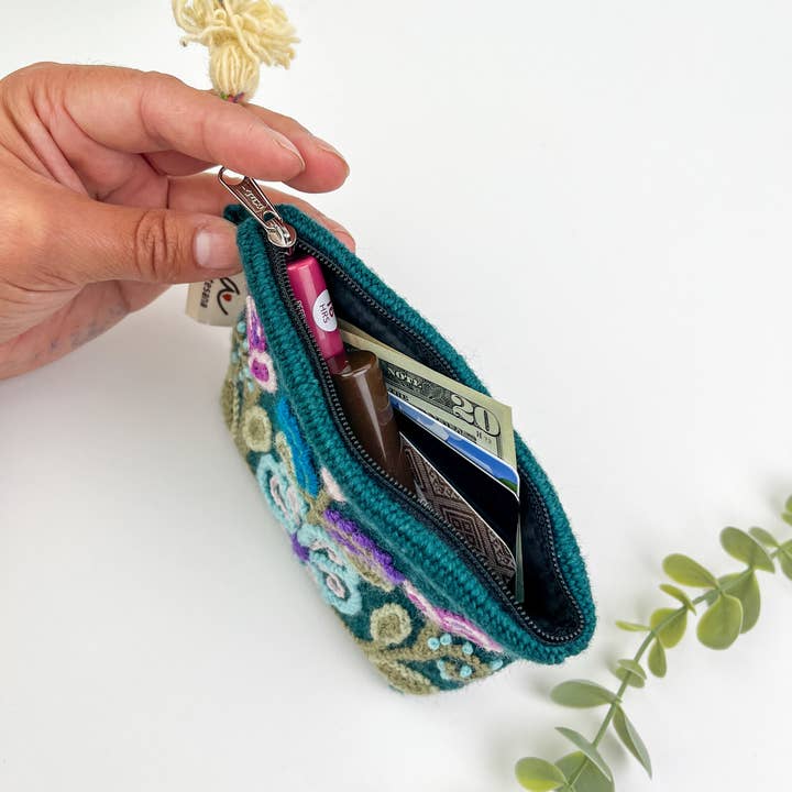 Artesana Love - Wholesale Pouch - Women's - Plum Blossom Hand Embroidered Pouch1