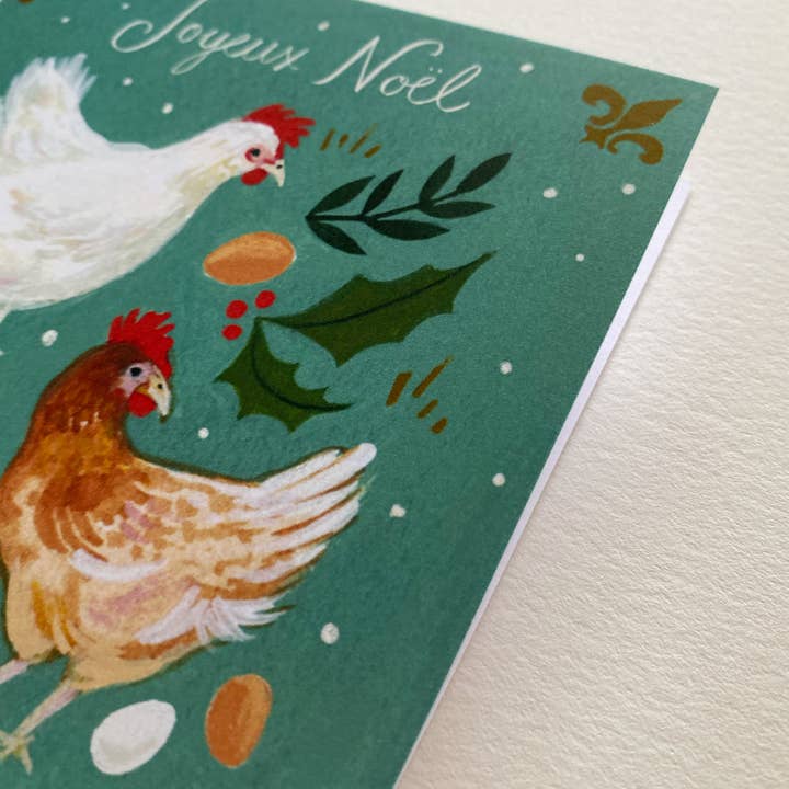 Emilie Simpson Art & Design - Wholesale Christmas Card - Three French Hens Card1