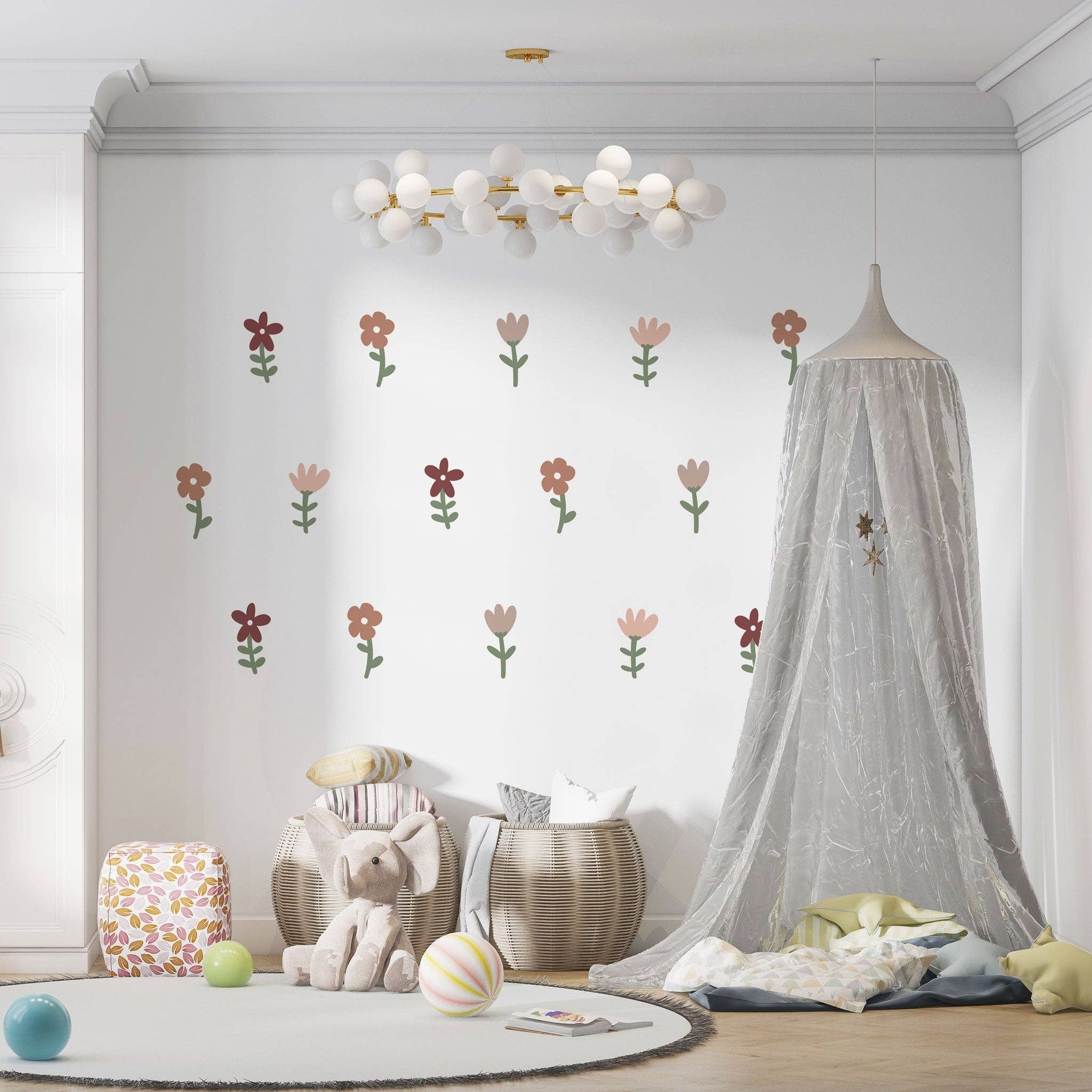 Hello Beautiful Designs – wholesale Wall decal/stickers – Flower Wall Sticker Nursery Wall Sticker Girls Bedroom Decor Girl Wall Sticker Kids Room  Floral Wall Sticker Girl Nursery Decor Wall Decals1