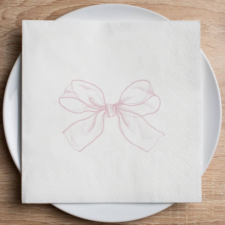 Mesh Bow Pink Cocktail Napkin for wholesale by Altoonastore
