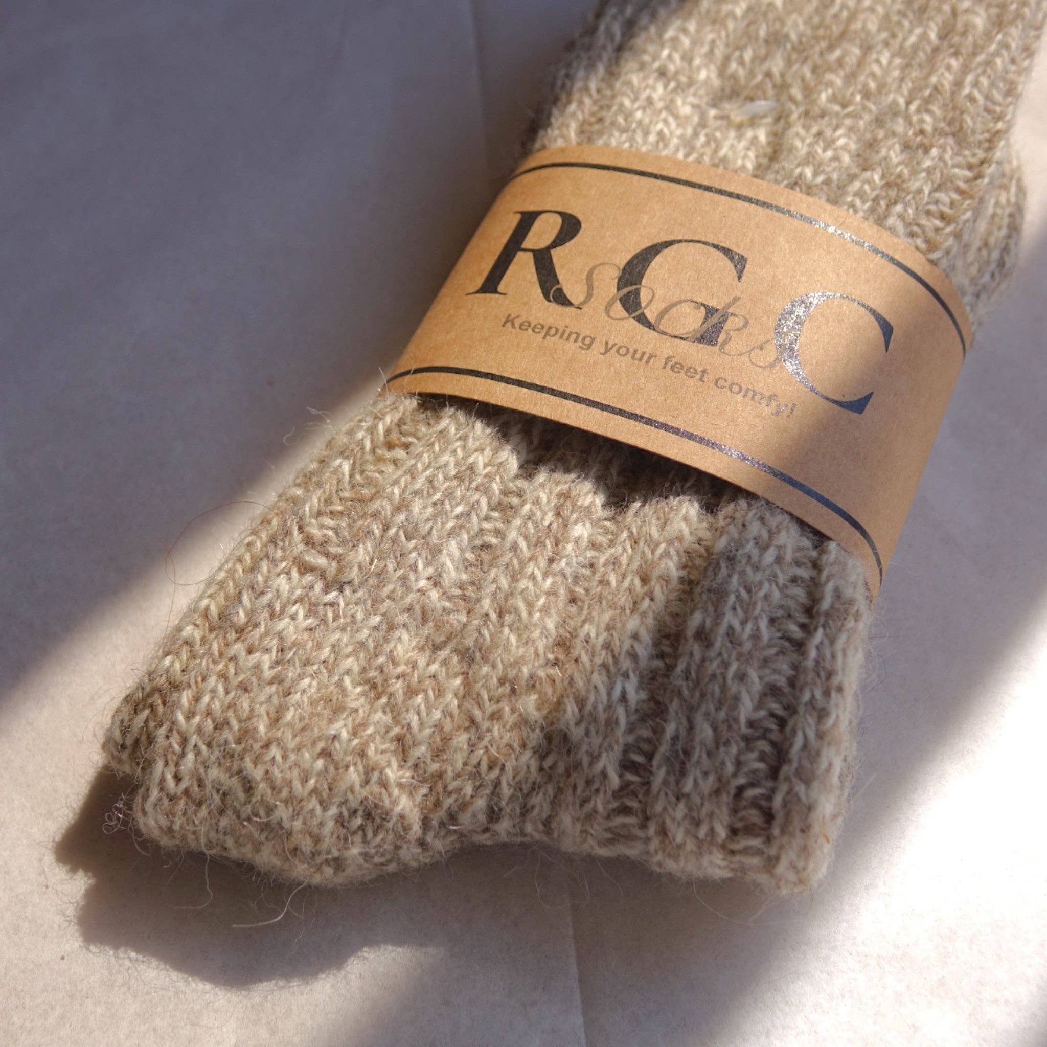 By The Mountain - Portuguese Handmade Footwear - Wholesale Socks - Unisex - Alpaca Socks natural Wool Beige2