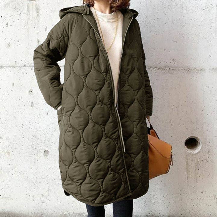 Rosa Clothing - Wholesale Jacket - Women's - Puffer Zip Diamond Lattice Hooded Padded Jacket2