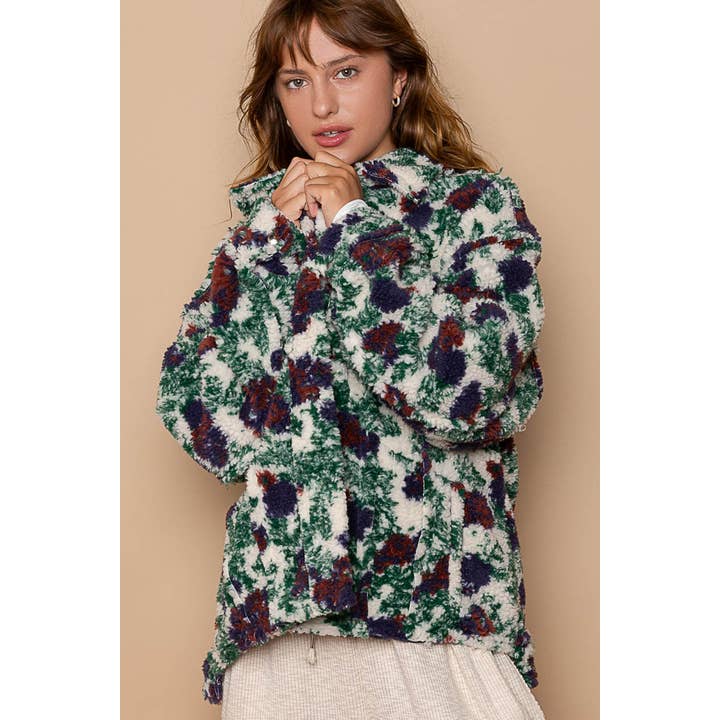 Pol Clothing - Wholesale Fleece - Women's - Button down fleece floral pattern fleece jacket SALE