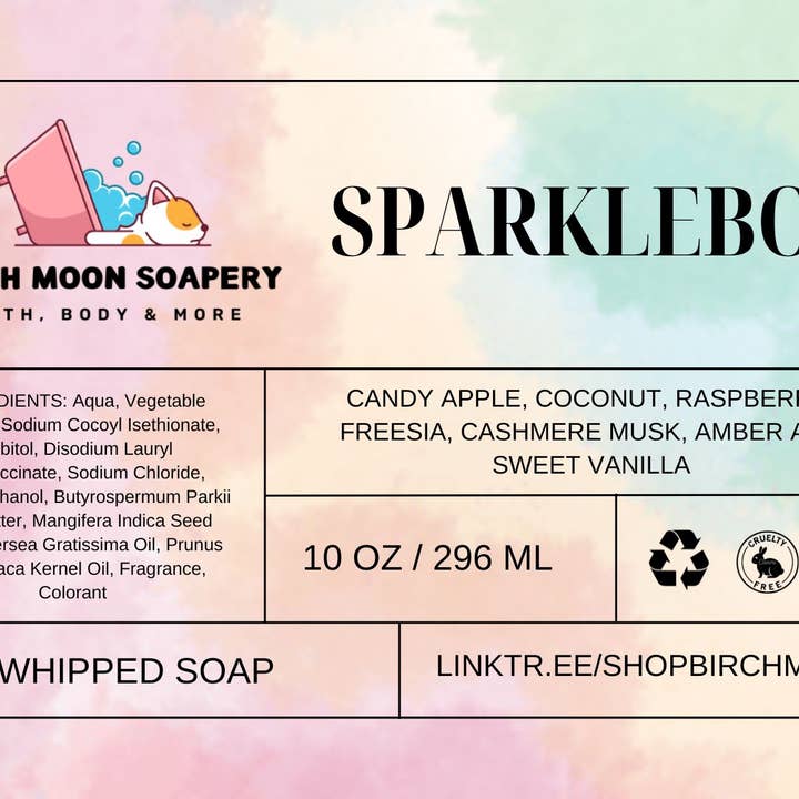 Savon fouetté Sparklebox pour la vente par Birch Moon Soapery