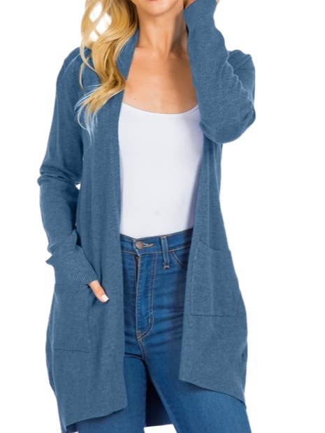 Cardigan macio de linha longa com bolsos por atacado de Vanilla Monkey