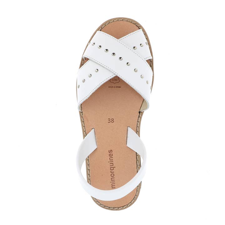 Sandalia de verano en piel Avarca Rock Blanco para venta al por mayor de Minorquines