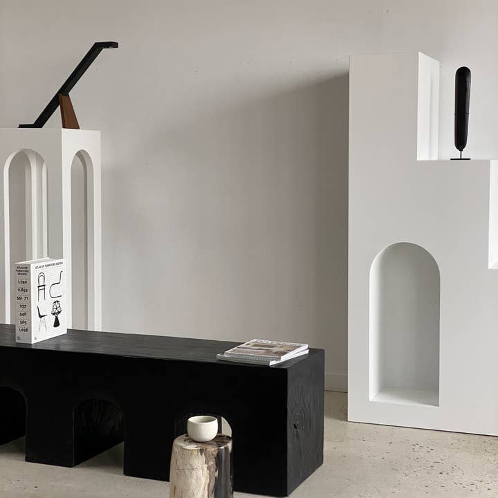 Office Objets - Wholesale Bench - Solid monoxyle wooden bench with sculpted base in 3 arches - Black color117