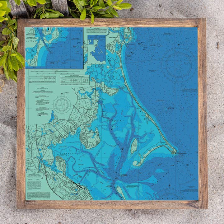 Duxbury Chart Map Wooden Serving Tray for wholesale by Rustic Marlin