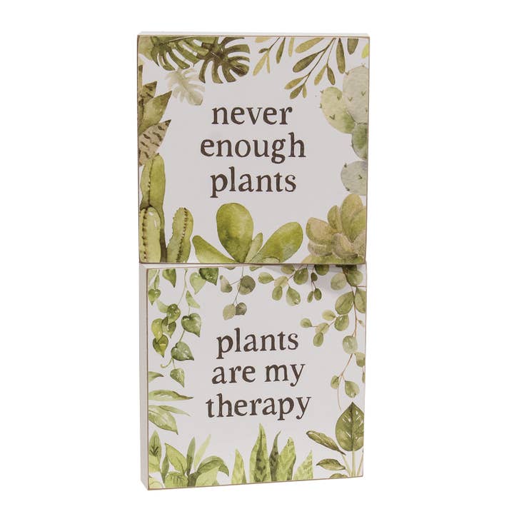Col House Designs - Venta al por mayor Letreros - Cartel con forma de caja con las plantas son mi terapia, 2 colores surtidos