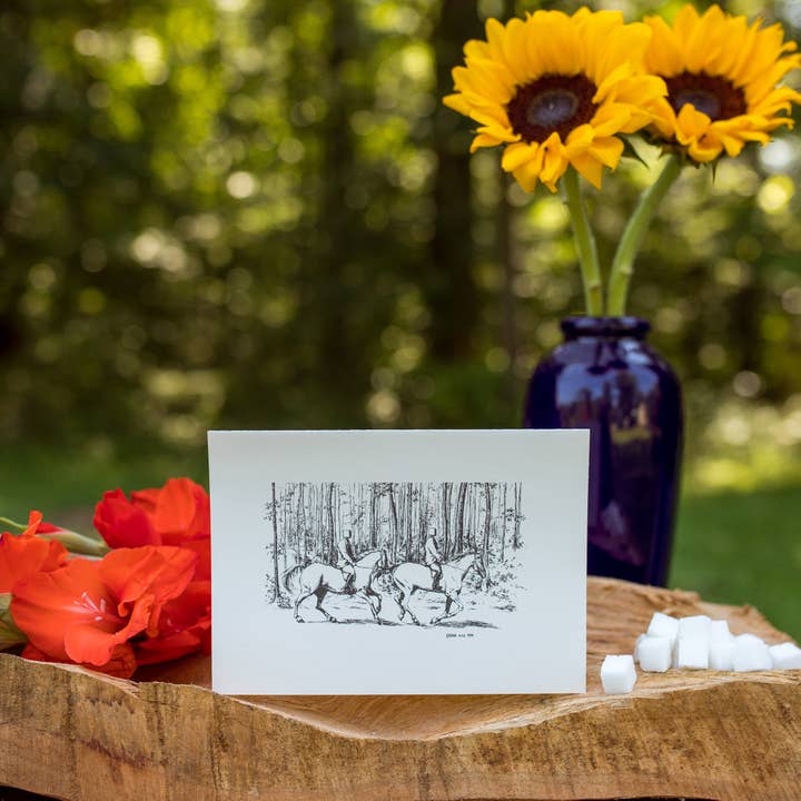 Sugarheads - Wholesale Everyday Greeting Card - Horseback Whimsical Pen and Ink Greeting Cards