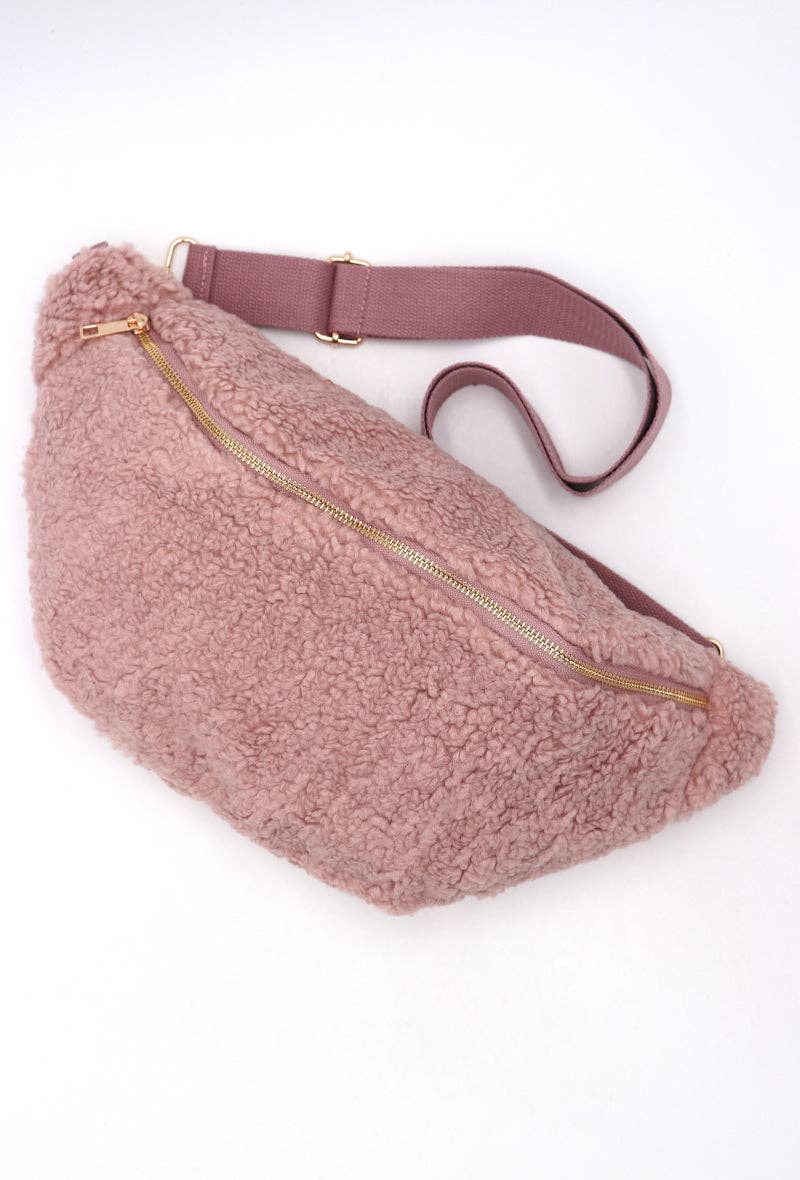 LIL' MOON - Venta al por mayor Riñonera - Mujer - Cangurera #LM2023 -22 efecto piel de oveja con cierre y bolsillos8