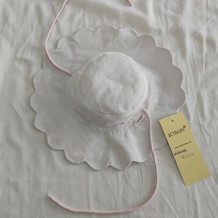 Yo Baby - Wholesale Sun Hat - Kids - Summer Sun Hat with Scalloping - Reversible : SOFT PINK : Infant : Toddler : Tween2