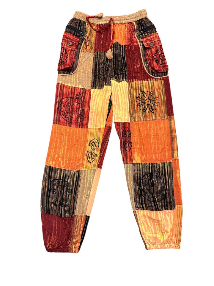 Rising International Inc - Wholesale Pants - Unisex - Bohemian Patchwork Cargo Pant D1001