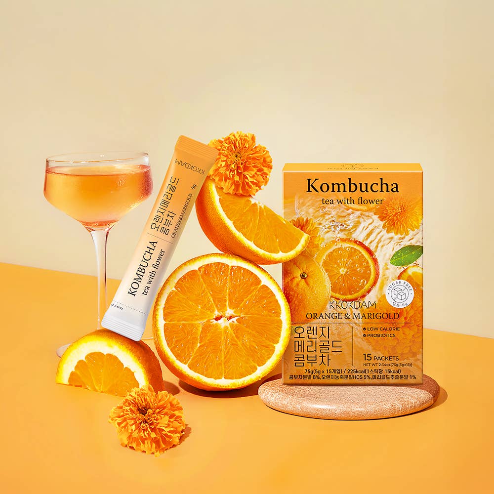KKOKDAM Premium Flower Tea - Wholesale Powdered Health Drink - Flower Kombucha Tea (15 Packets) - Orange&Marigold2