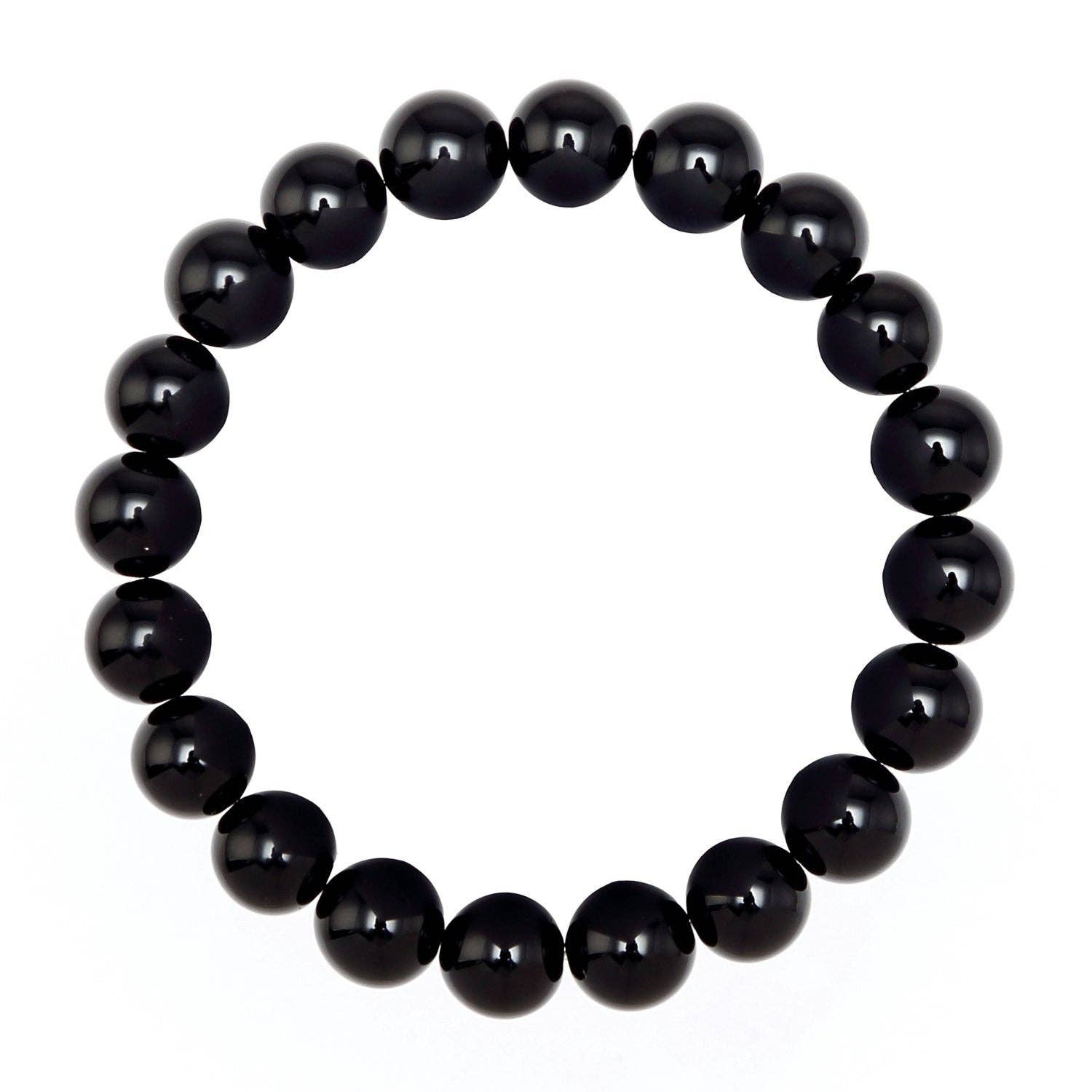 CRCBEADS - Wholesale Beaded Bracelet - Black Onyx Bracelet Smooth Round Size 8mm 10mm 7.5" Length0