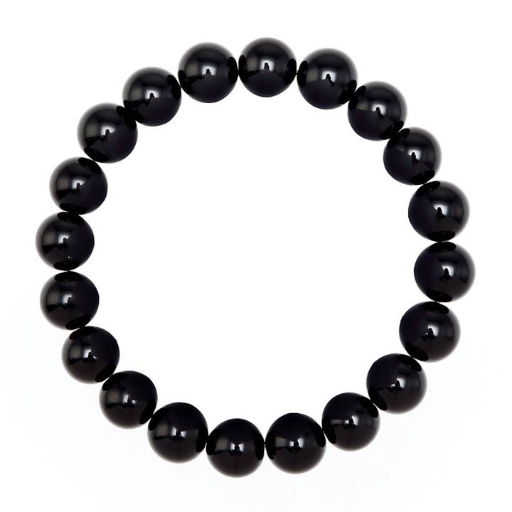 CRCBEADS - Wholesale Beaded Bracelet - Black Onyx Bracelet Smooth Round Size 8mm 10mm 7.5" Length
