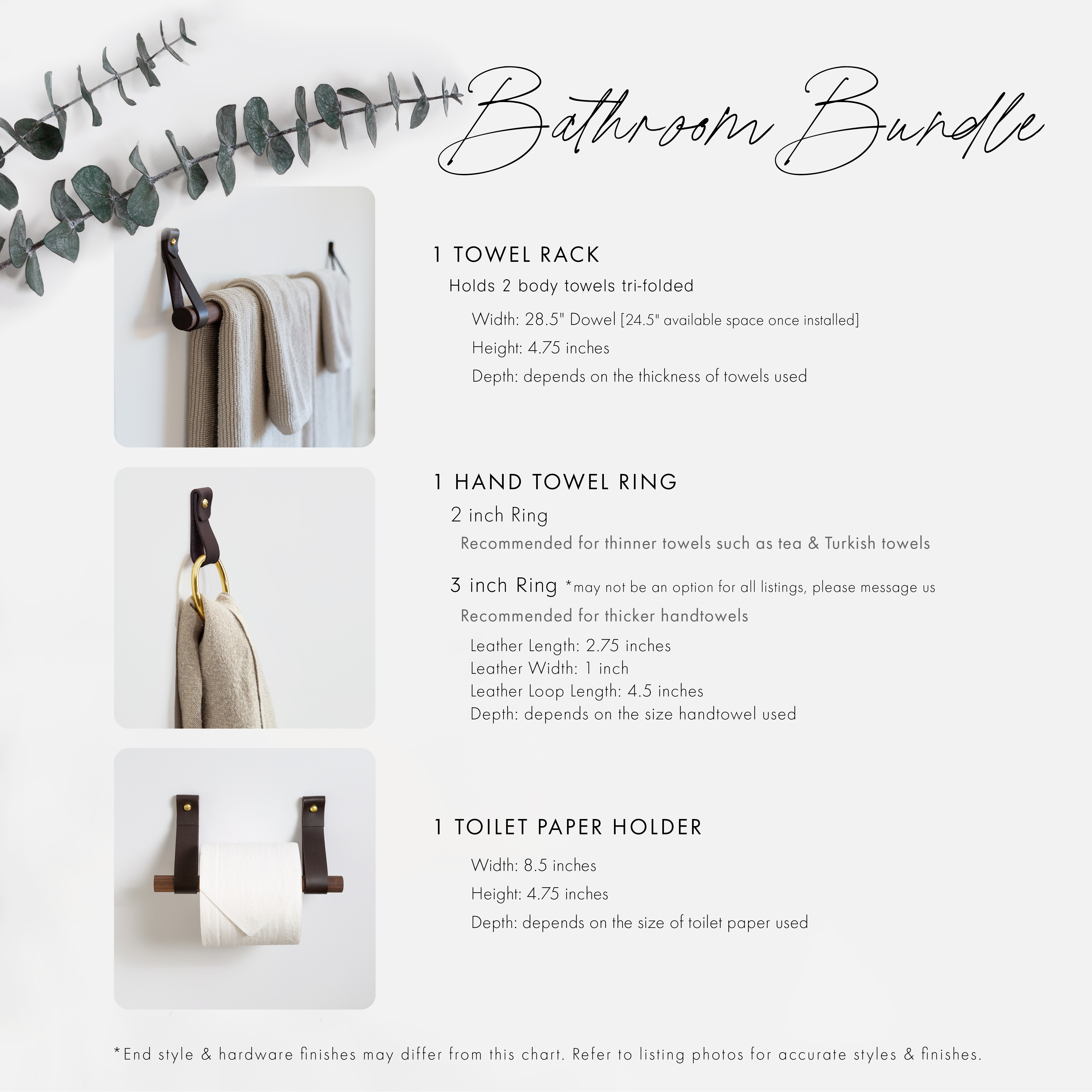 Keyaiira - Wholesale Towel Holder/Hanger - Bathroom Fixture Bundle - Steel Finish - [Round End Style]1